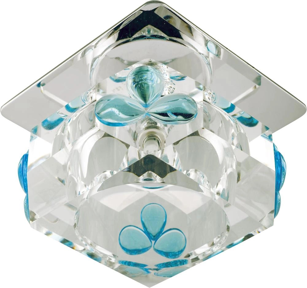 Faretto incasso quadrato cromato vetro blu 1xG4 Candellux
