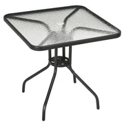 Tavolo da giardino rimovibile in metallo 76x76 cm; tavolo quadrato con balcone con foro per ombrello; tavolo da buffet antiscivolo; tavolo da campeggio; tavolo da patio per giardino all'aperto; balcone patio nero