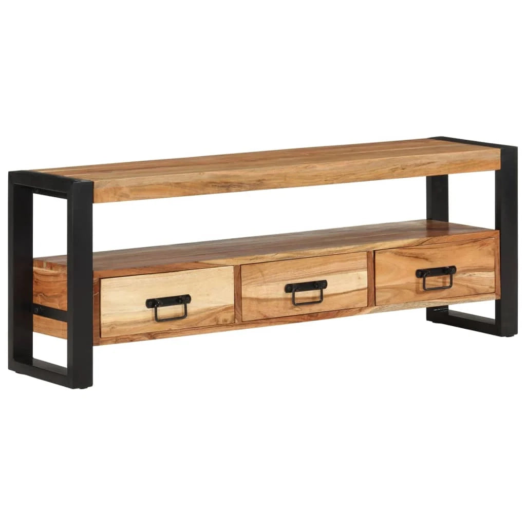Mobile TV multimediale scaffale TV credenza mobile TV sala da pranzo soggiorno camera da letto 120 x 30 x 45 cm legno massello di acacia marrone 02_0025842