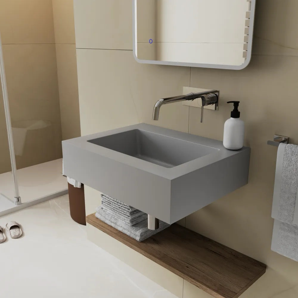 Lavabo sospeso in marmoresina 60cm grigio opaco | Koro