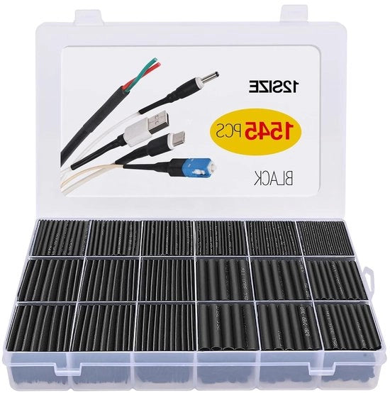 Set di Cavi Isolanti Assortito 1545 Stuks Nero - Isolazione Idrorepellente e Antifiamma - Assortimento di 12 Dimensioni diverse - Cavi e Cavi di Ricarica - Set di Cavi Isolanti Versatili