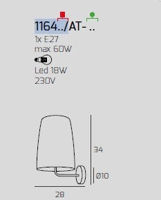 APPLIQUE BIANCO 1 LUCE RAME 1164BI-AT-RA