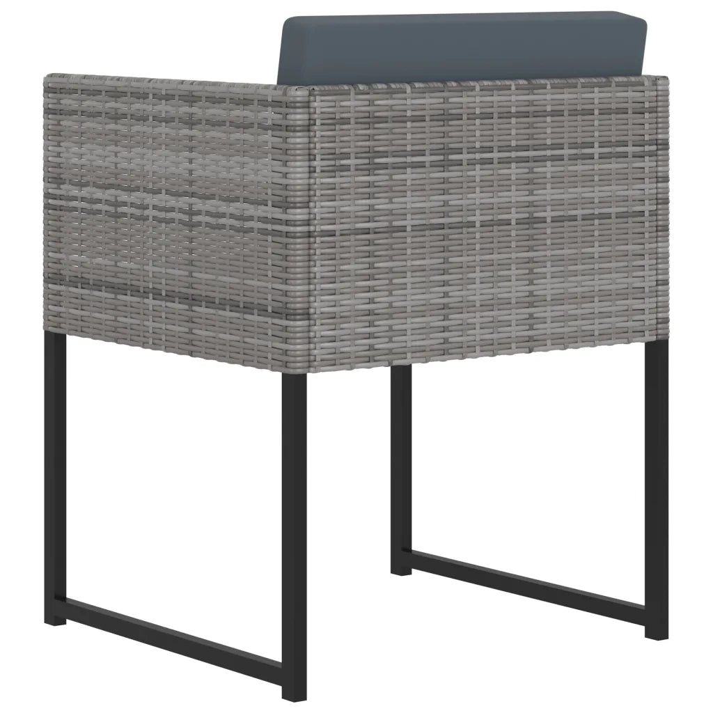Set Pranzo da Giardino 9 pz con Cuscini in Polyrattan Grigio cod mxl 43658