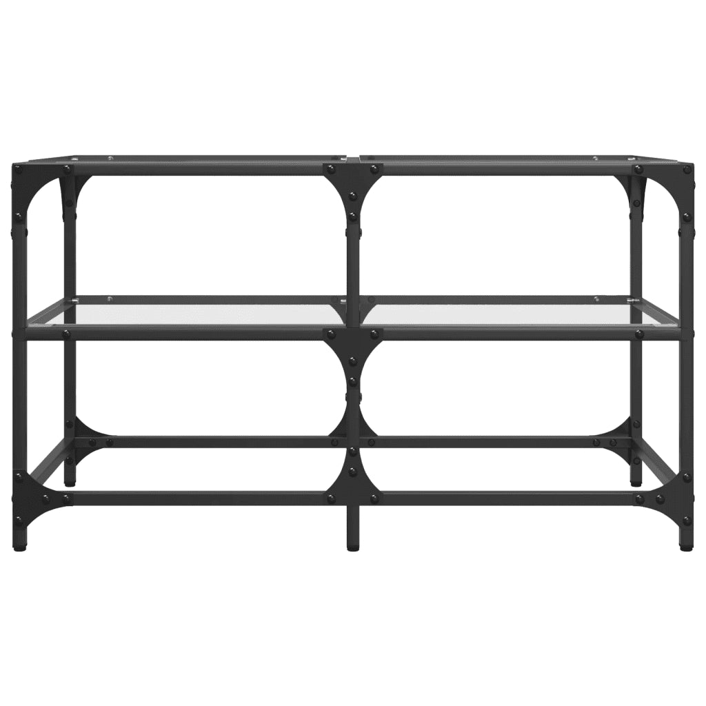 Tavolini con Piano Vetro Trasparente 2 pz 78,5x40x45 cm Acciaio 846010