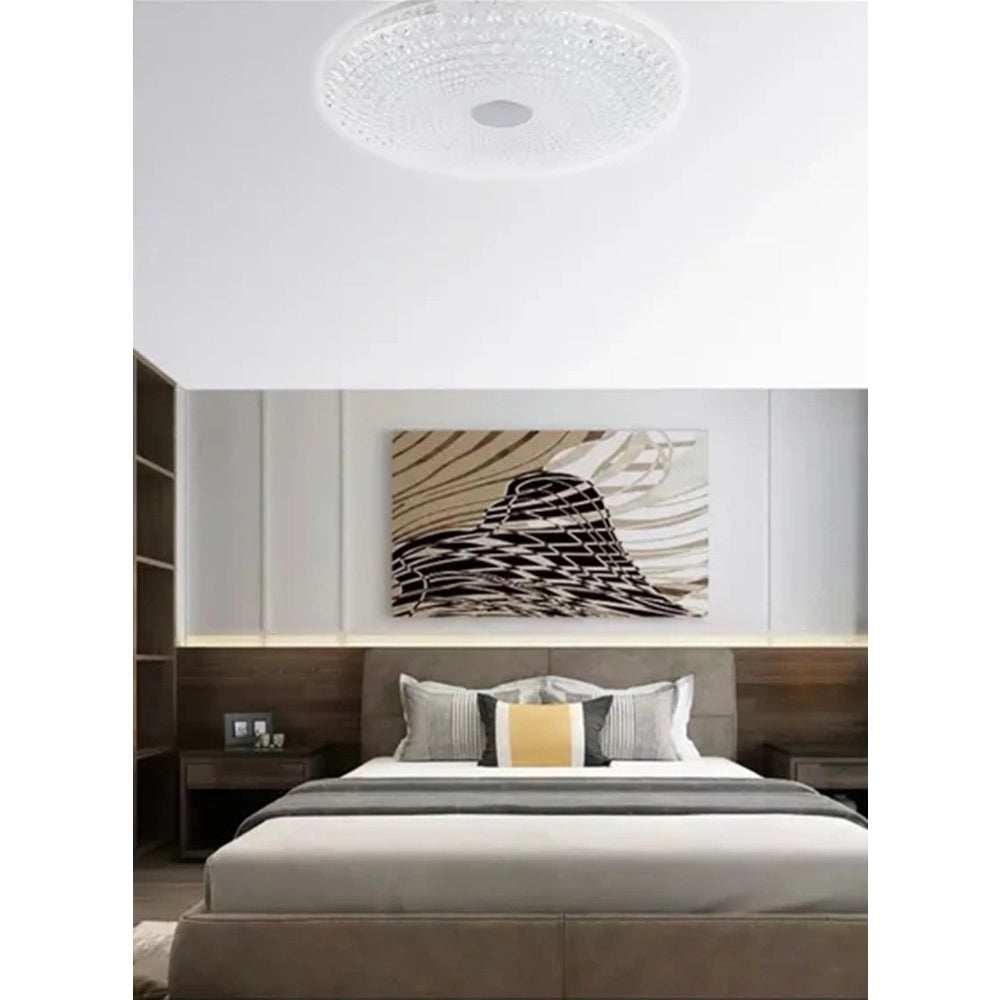 Trade Shop - Plafoniera Da Soffitto 60 W Design Cristalli Luce Fredda Fst-50a42826 Interna 49cm -