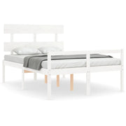 Letto matrimoniale | Letto per adulti | Letto per Anziani con Testiera Bianco 120x200 cm Legno Massello