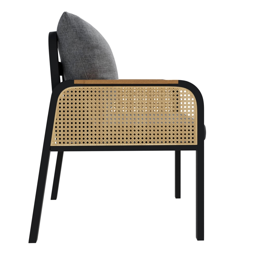 Set da pranzo da giardino 1 tavolo e 6 sedie; 148x80x75 cm; nero e naturale