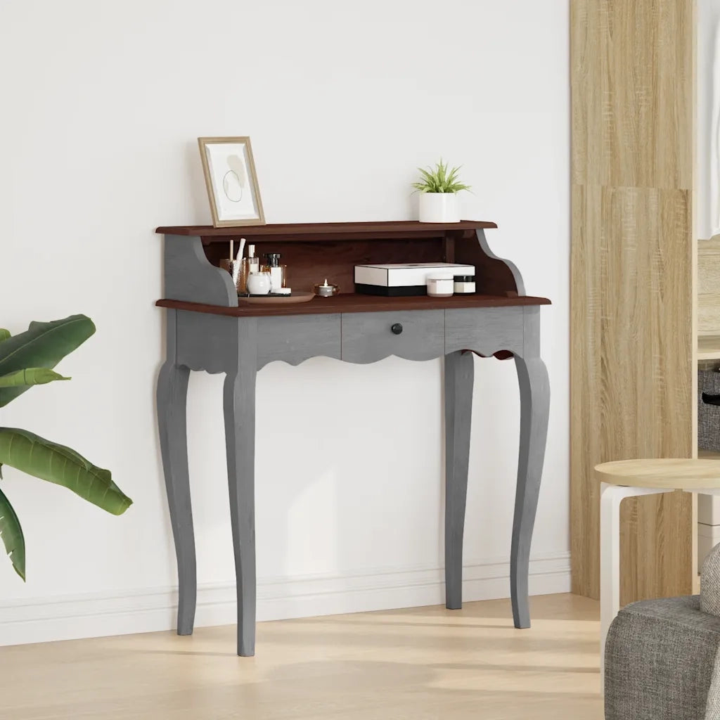 Scrivania in Legno Massello di Mogano 80x40x92 cm 244503