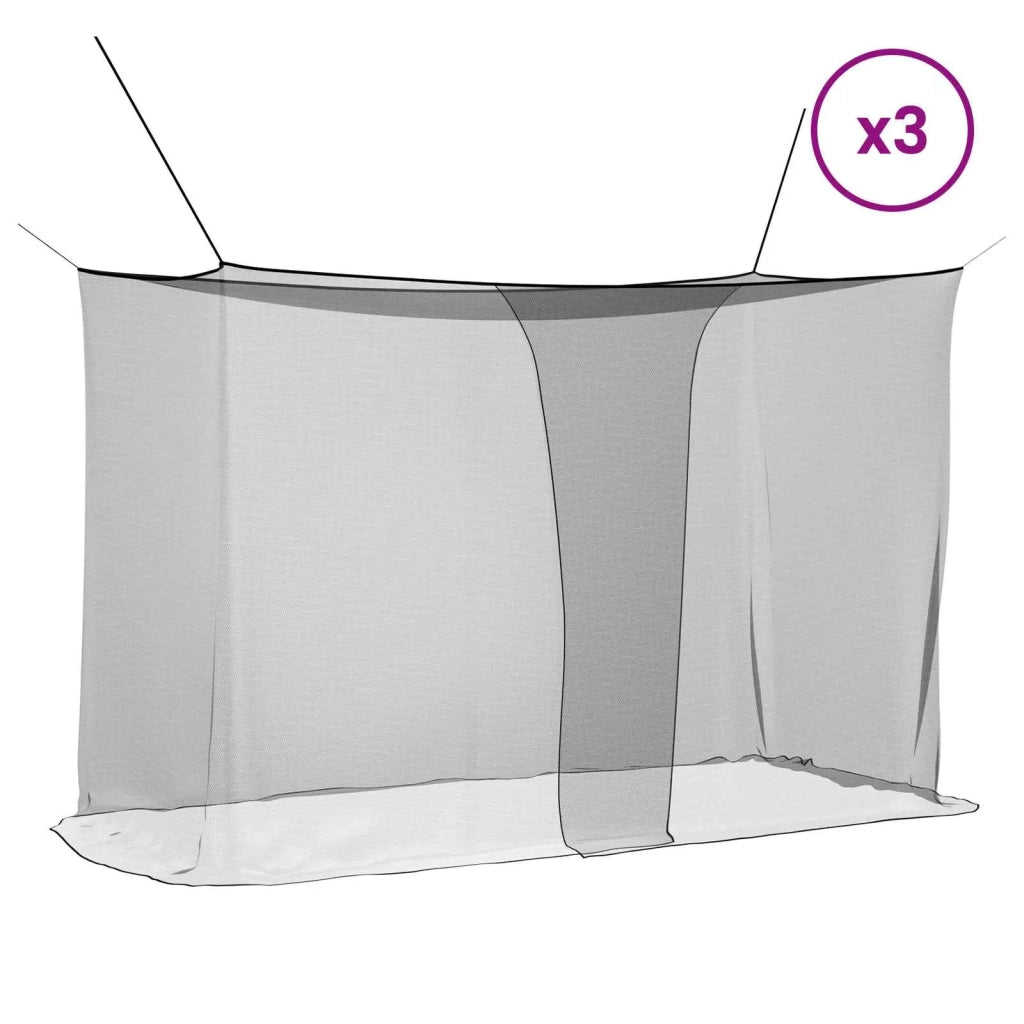 Zanzariera per letto 156 maglia 3 pcs Nero Poliestere 42033573