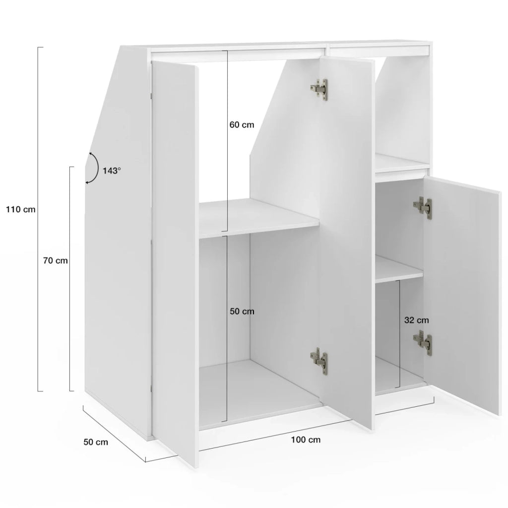 IDMarket - Set di armadi a 2 ante + 1 anta e 1 nicchia TOMI bianco sottopensile