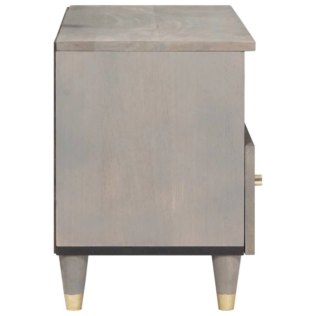 Mobile porta TV rettangolare moderno con contenitore 70 x 33 x 46 cm in legno massello di mango grigio 02_0057881