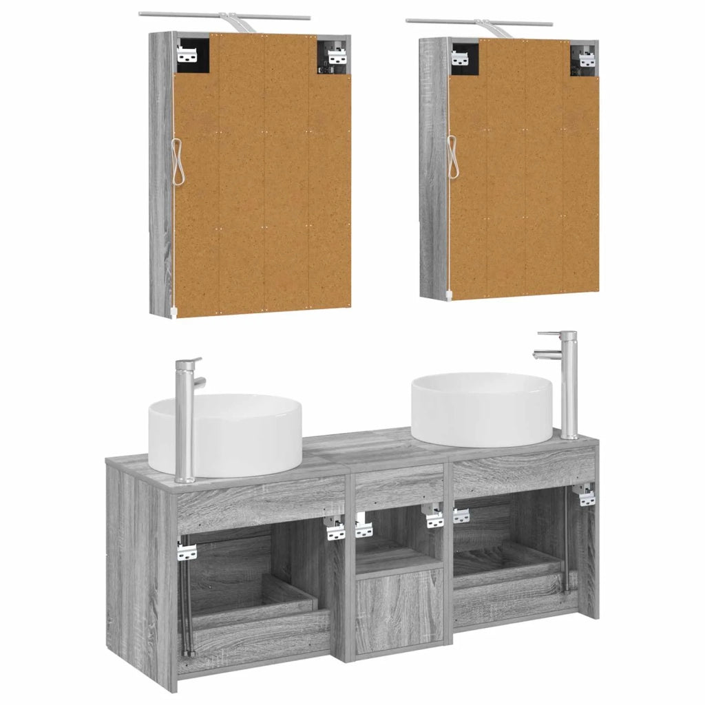 Set di mobili per il bagno 5 pcs Sonoma grigio 3407084
