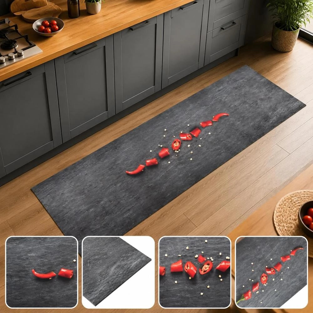 Washable Kitchen Floor Mat, Pepper Design, 60x180 Cm