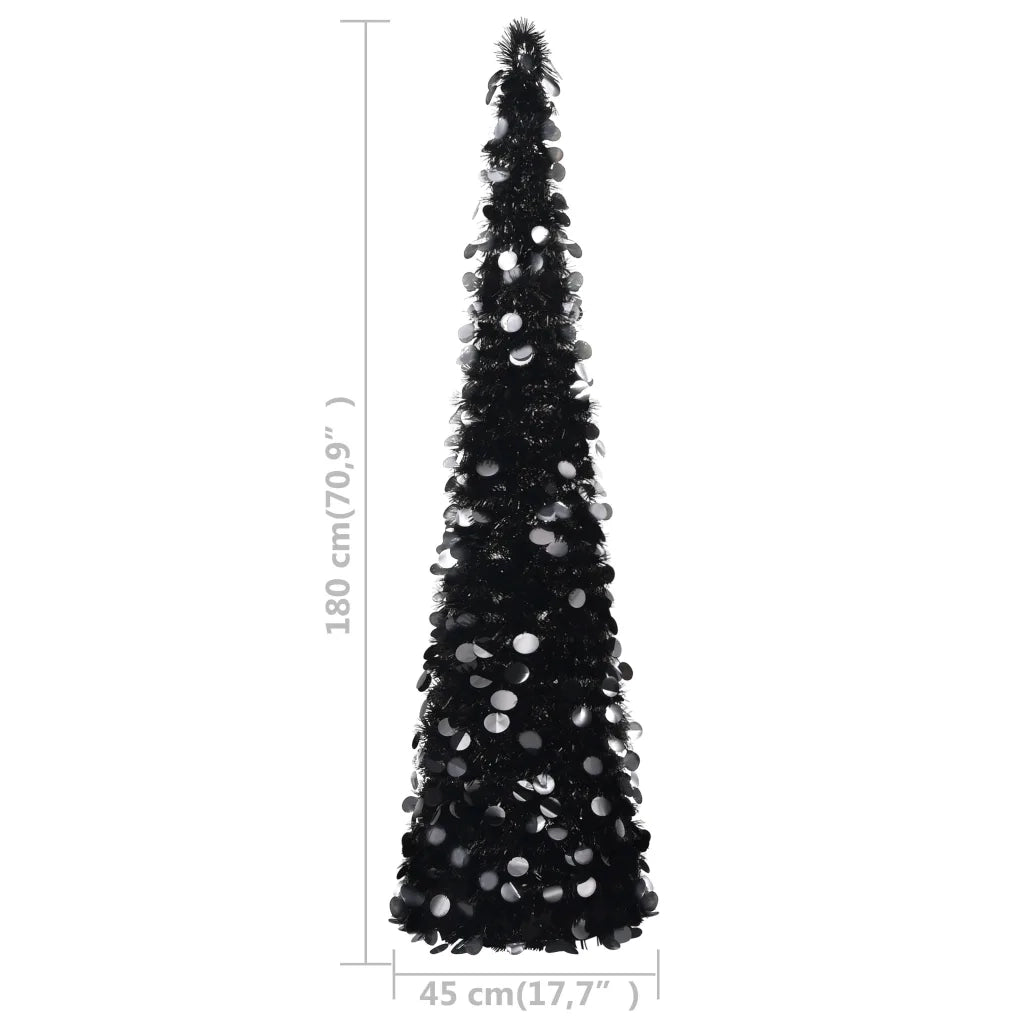 Albero di Natale Artificiale Apribile Nero 180 cm PET 320987