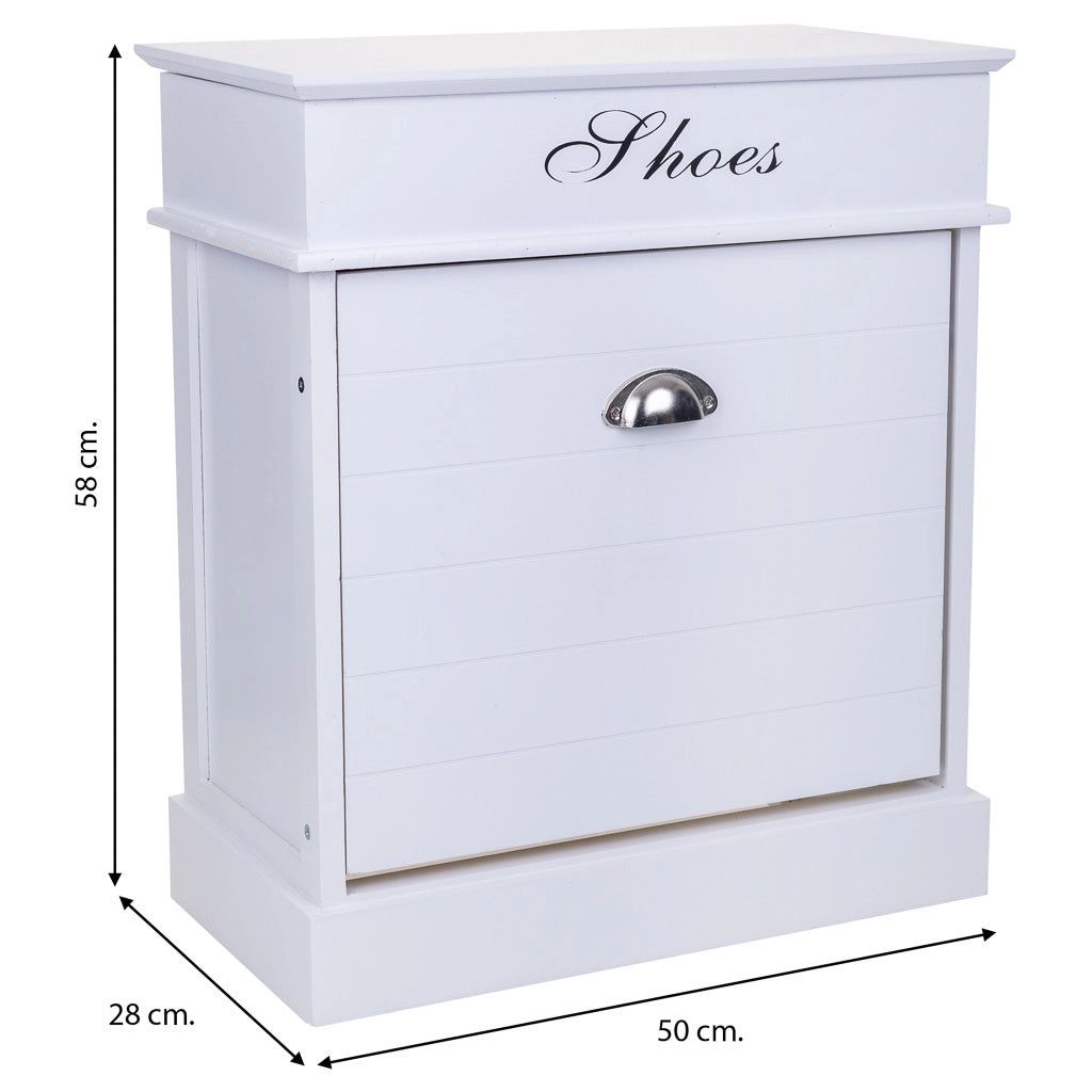 Scarpiera in legno bianco 50x28x58h