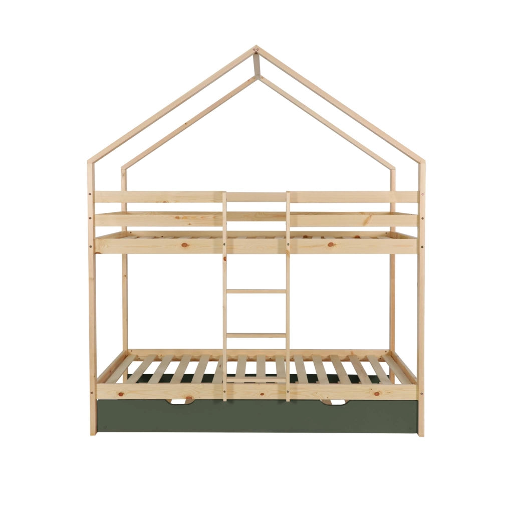 Letto a castello per bambini cabina 190cm pino naturale con cassetto,