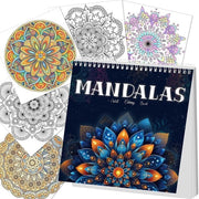 Libro di colore Mandala - 35 Disegni - Legatura spirale - 21,5 x 21,5 cm - Mindfulness - Riduzione dello stress - Libro di colore per adulti
