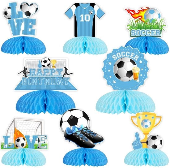Decorazioni per tavola per compleanni 8 pezzi - Centerpiece a forma di apiario - Tema calcio - Decorazione per tavola - Fornitura per feste - Strumento per foto - Decorazione per feste