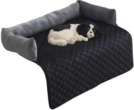 Cuscino per cani - Protezione per divano, Cuscino per cani manuale lavabile, Cuscino per cani, Cuscino per divano, Cuscino per cani, Cuscino per cani morbido per grandi, medi e piccoli cani (Grigio-Nero, 90×90cm)