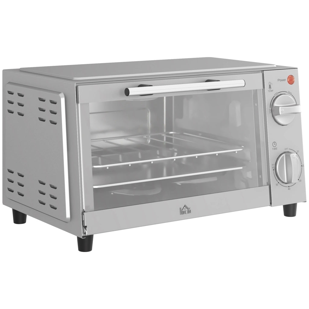 Mini Forno Elettrico 9 L 750 W Argento con Temperatura 100-230°C; Timer 60 Min; Teglia e Griglia