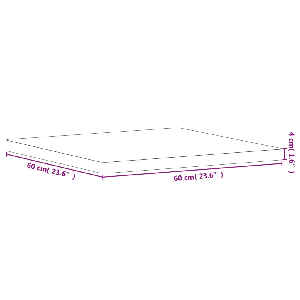 Piano per Tavolo 60x60x4 cm Quadrato Legno Massello di Faggio 355962