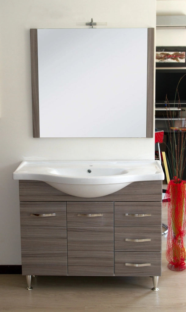 MOBILE BAGNO ANTONELLA CON LAVABO  100X35X87H + SPECCHIO 90X80H PALISSANDRO