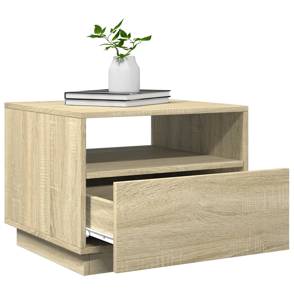 Tavolino da salotto | Tavolino da caff¨¨ | Tavolino da Soggiorno con Luci LED Rovere Sonoma 50x49x40 cm