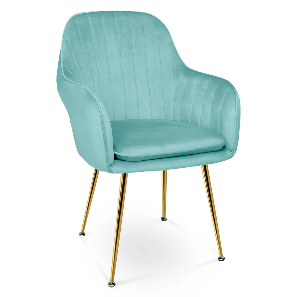 Sedia da pranzo in velluto verde tiffany poltroncina vintage - Celine - SDPL20CEPD