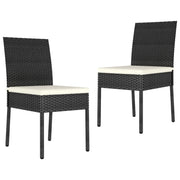 Sedie da Pranzo per Giardino 2 pz in Polyrattan Nero cod mxl 23755