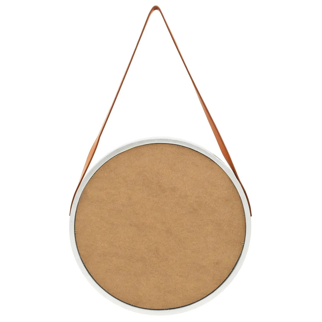 Specchio da Parete con Cinghia-Specchio a Muro-Specchio Decorativo 50 cm Argento
