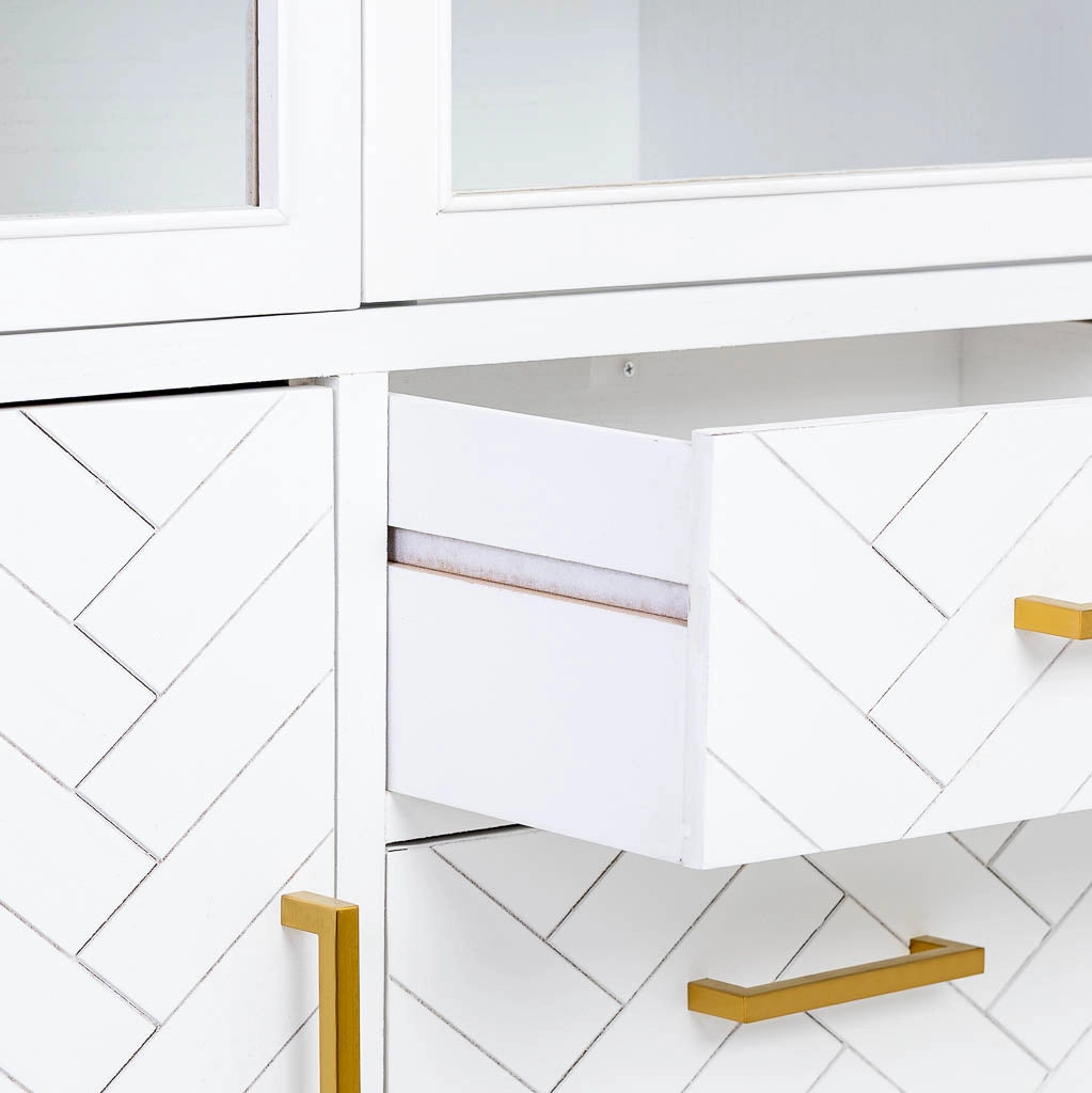 Vetrina con 3 ante e 3 cassetti, legno, 100x40x135h cm