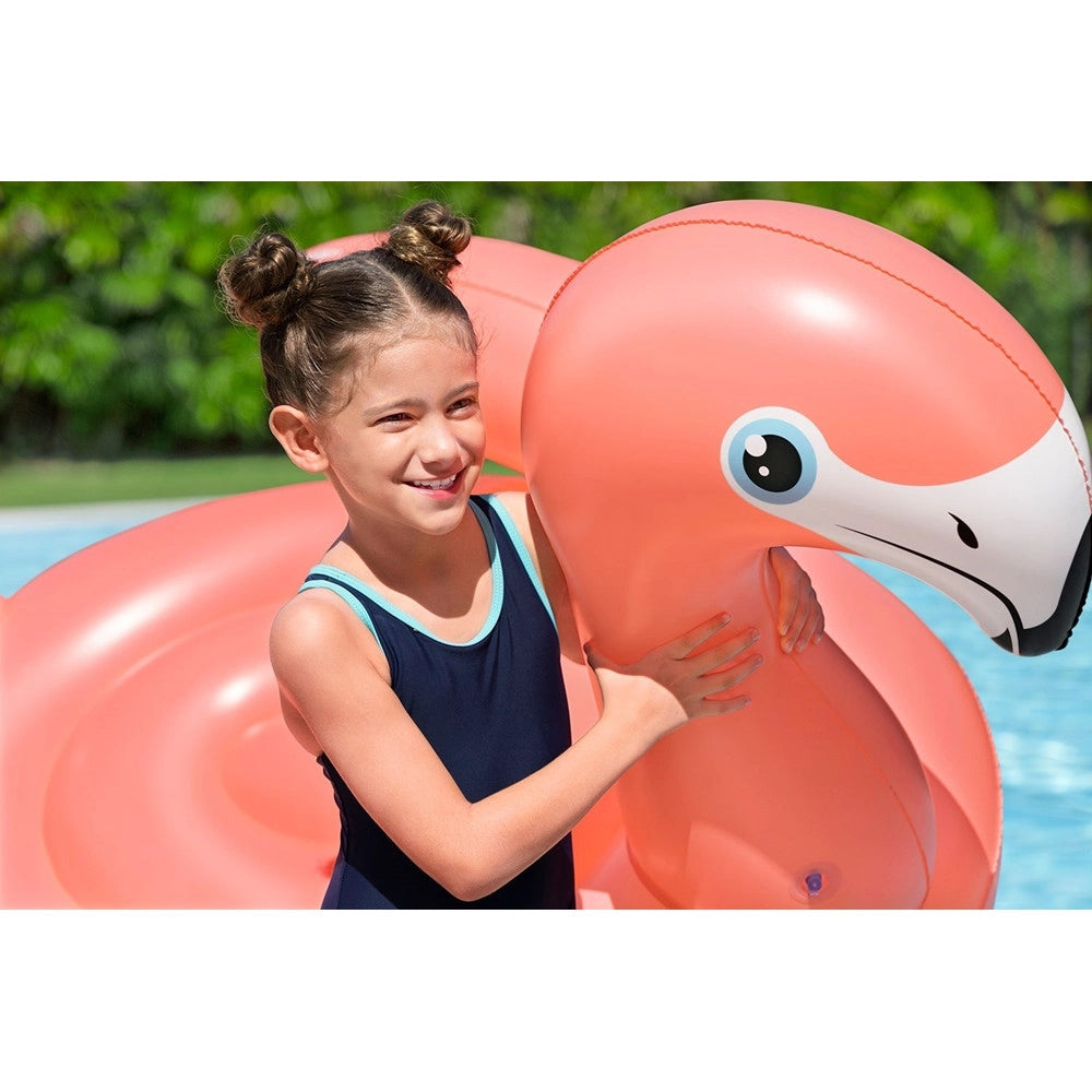 Trade Shop - Cavalcabile Gonfiabile Gioco Da Piscina A Forma Di Fenicottero 138x107cm 2 Maniglie 41525 -
