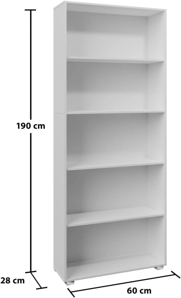® Libreria Scaffale Vela 190cm 5 Ripiani Mobile Archiviazione Documenti Ufficio Soggiorno