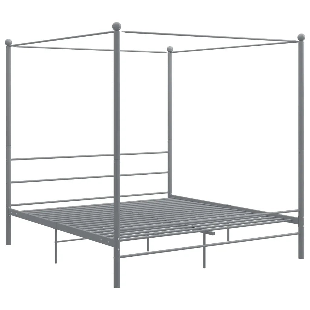 Letto a Baldacchino Grigio in Metallo 180x200 cm 325068