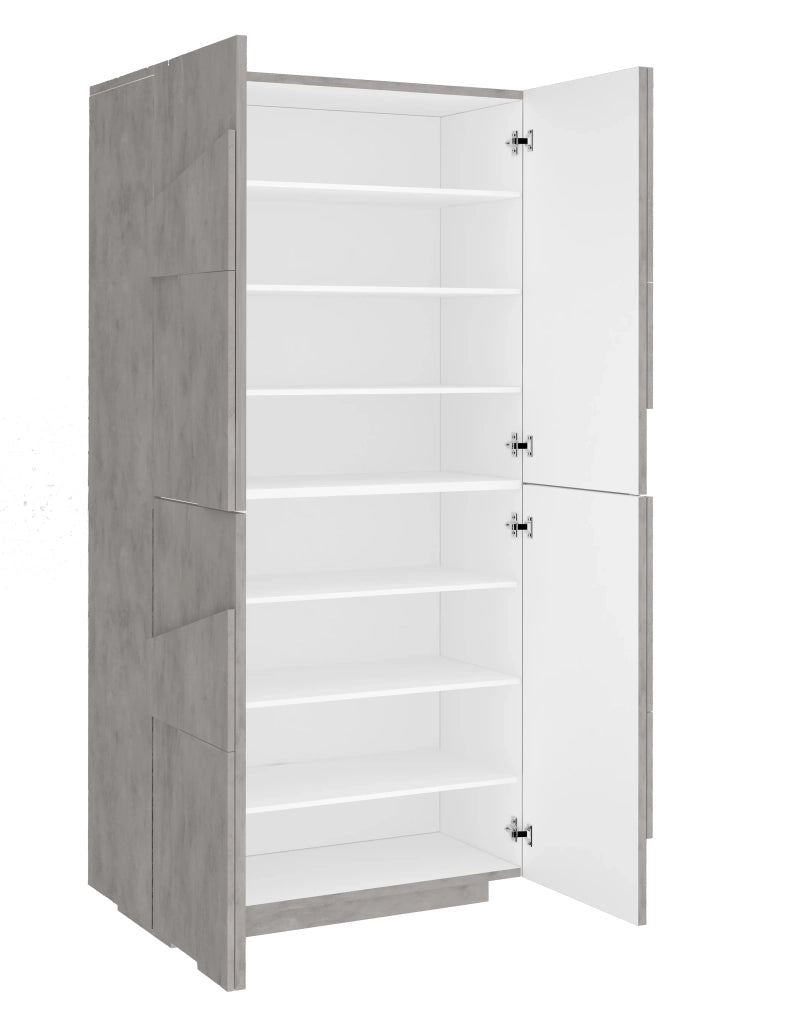 Scarpiera 4 ante L 81.2 x H 167.6 x P 39.2 cm 32 paia, grigio
