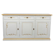 Credenza 3 porte legno shabby avorio decori filo oro 156x42x86 - Mobili 2G