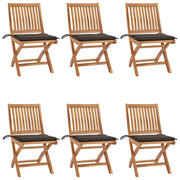 Sedie da Giardino Pieghevoli con Cuscini 6 pz Massello di Teak cod mxl 75232