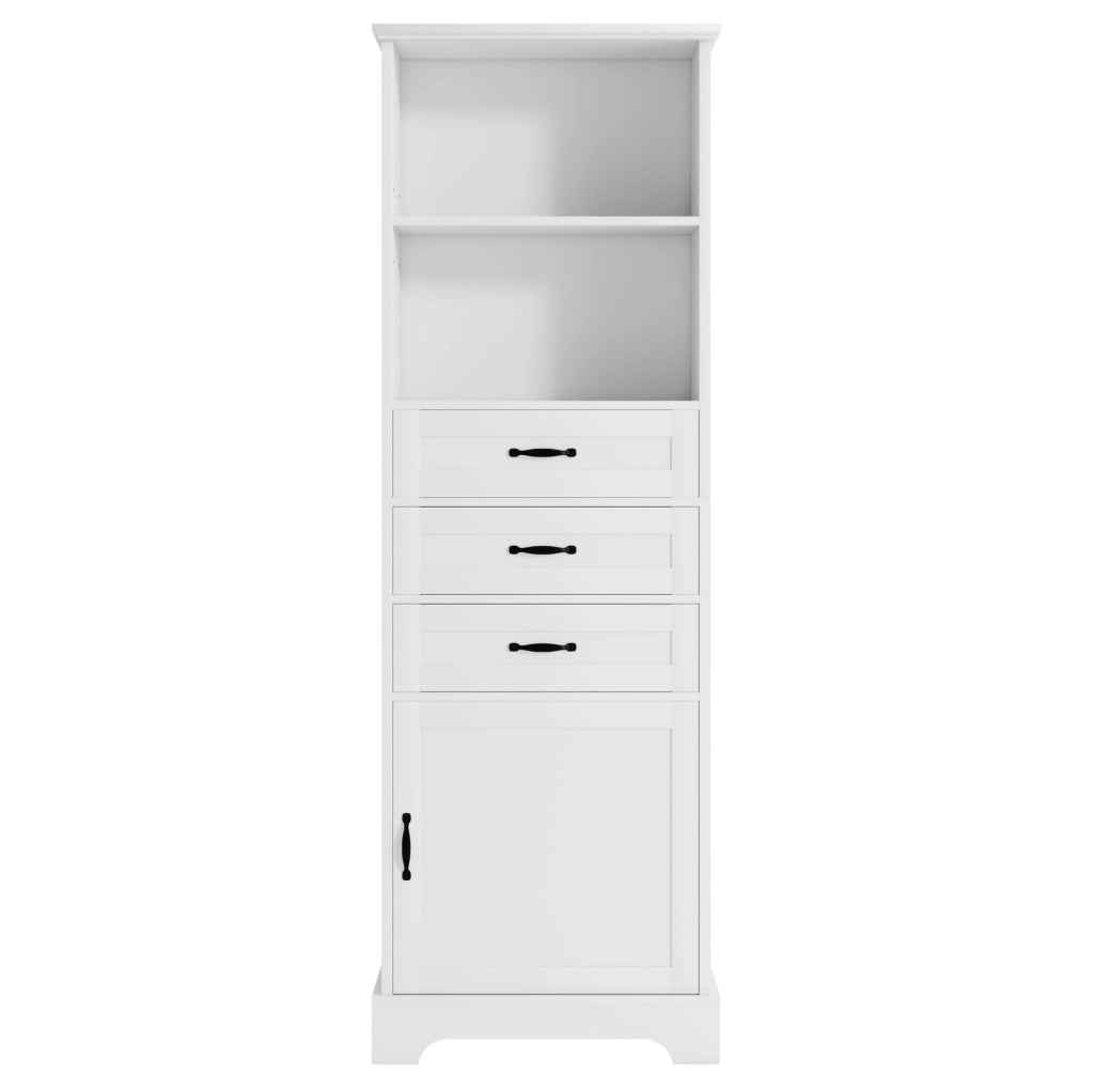 Mobile bagno alto 56x25;6x167 cm in MDF bianco con 3 cassetti e ripiani regolabili