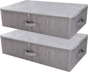 Set di 2 cassetti per scarpe pieghevoli con chiusura a zip per sotto il letto - Stabili e lavabili - Color grigio scuro.