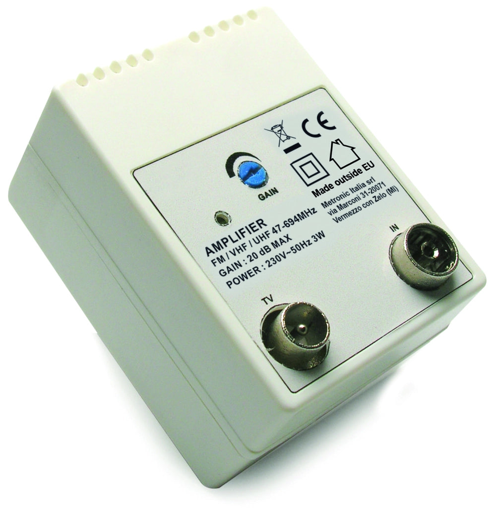 AMPLIFICATORE PER ANTENNE TV DA INTERNO - 1 IN/ 1 OUT