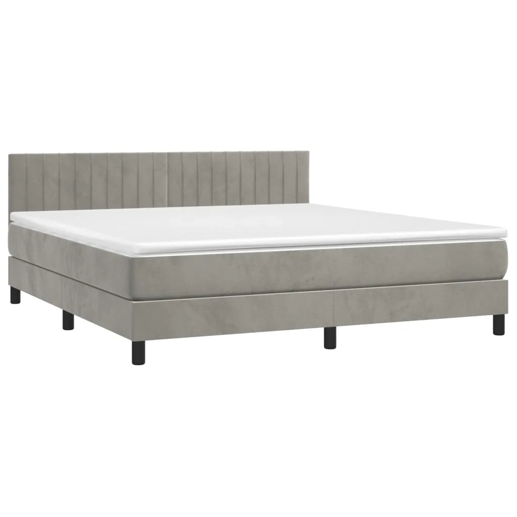 Giroletto a Molle con Materasso Grigio Chiaro 160x200cm Velluto cod mxl 36613