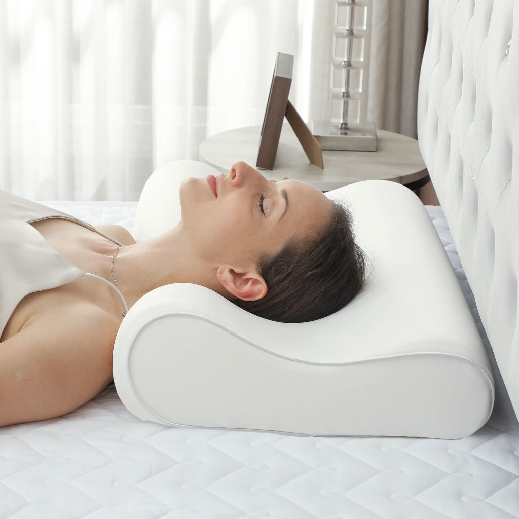 Cuscino Cervicale Memory Foam ¨C Xylo ¨C Ergonomico Doppia Altezza per Dormire Laterale e Supino