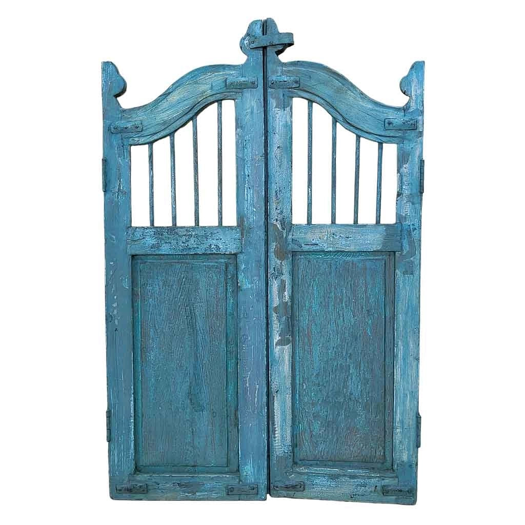 Anta in legno blu artigianale 80x3x103h cm