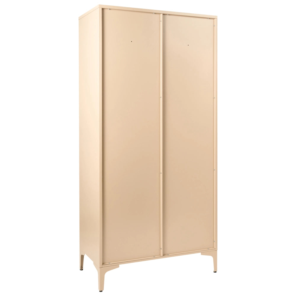 Mobile contenitore in acciaio beige chiaro con 2 ante e 3 ripiani design industriale per ufficio domestico tonalità Cashmere