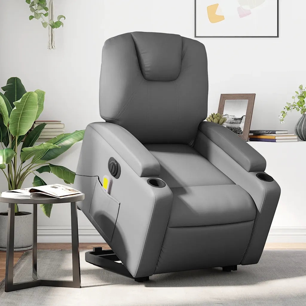 Poltrona Alzapersona Elettrica Reclinabile Grigio in Similpelle 3204454