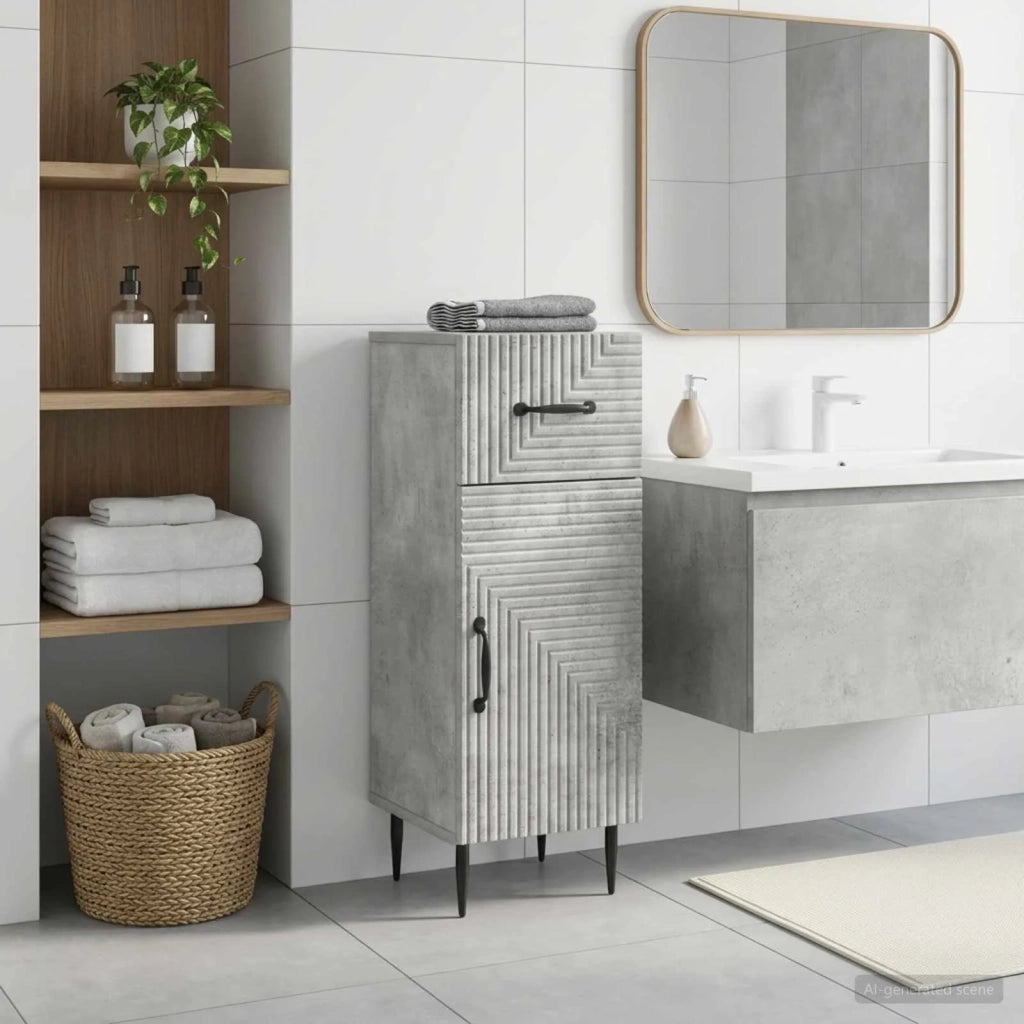 Mobiletto da Bagno HAARLEM Grigio Cemento 30 x 31 x 80 cm 896828