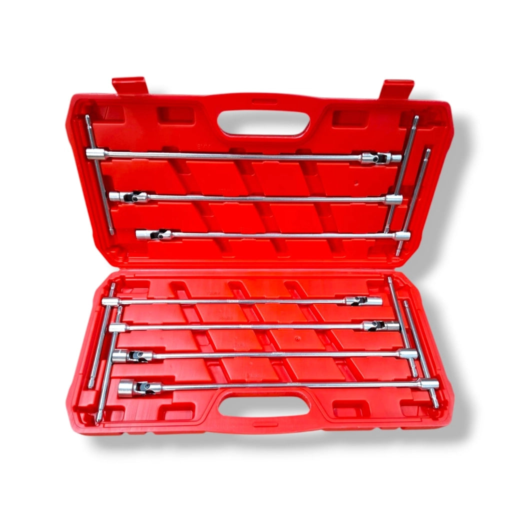 SERIE CHIAVI A T DOPPIO SNODO 7 CHIAVE LUNGHE 8 10 12 13 14 17 19 MM SNODATE
