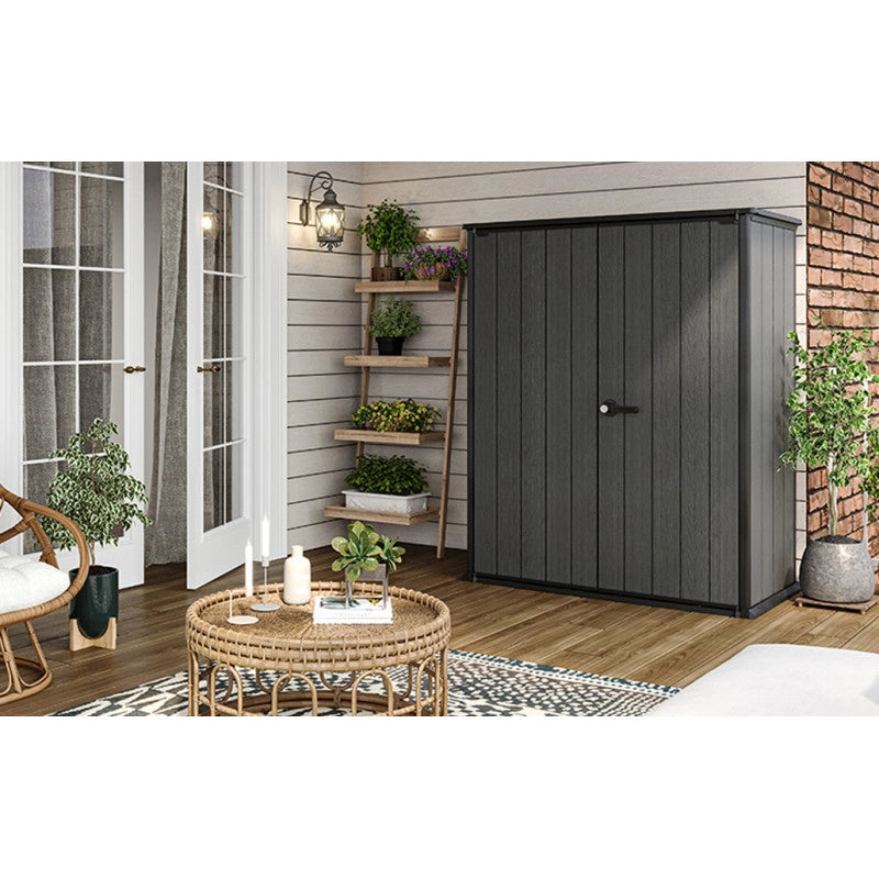 Armadio Porta Attrezzi da Esterno Cortina Alto EVOTECH+ 1400L 140x73,6x170,4 - Grigio effetto legno - Keter