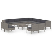 Set di mobili da giardino mobili da esterno 14 pezzi con cuscini resina intrecciata grigia 02_0015858