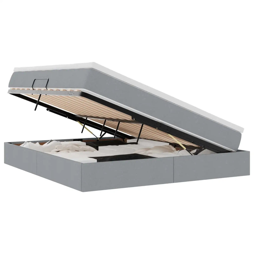 Letto con contenitore e materasso Grigio chiaro 160 x 200 cm
